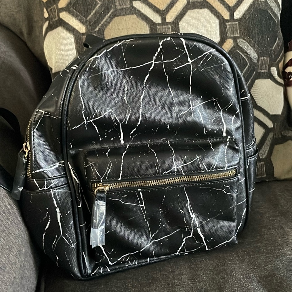 Black marble backpack